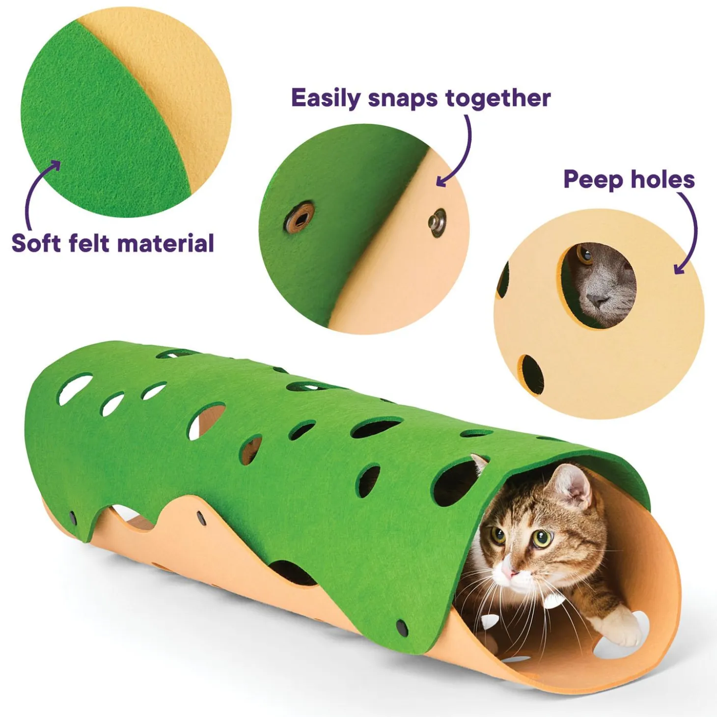 2-in-1 Felt Cat Tunnel & Basket