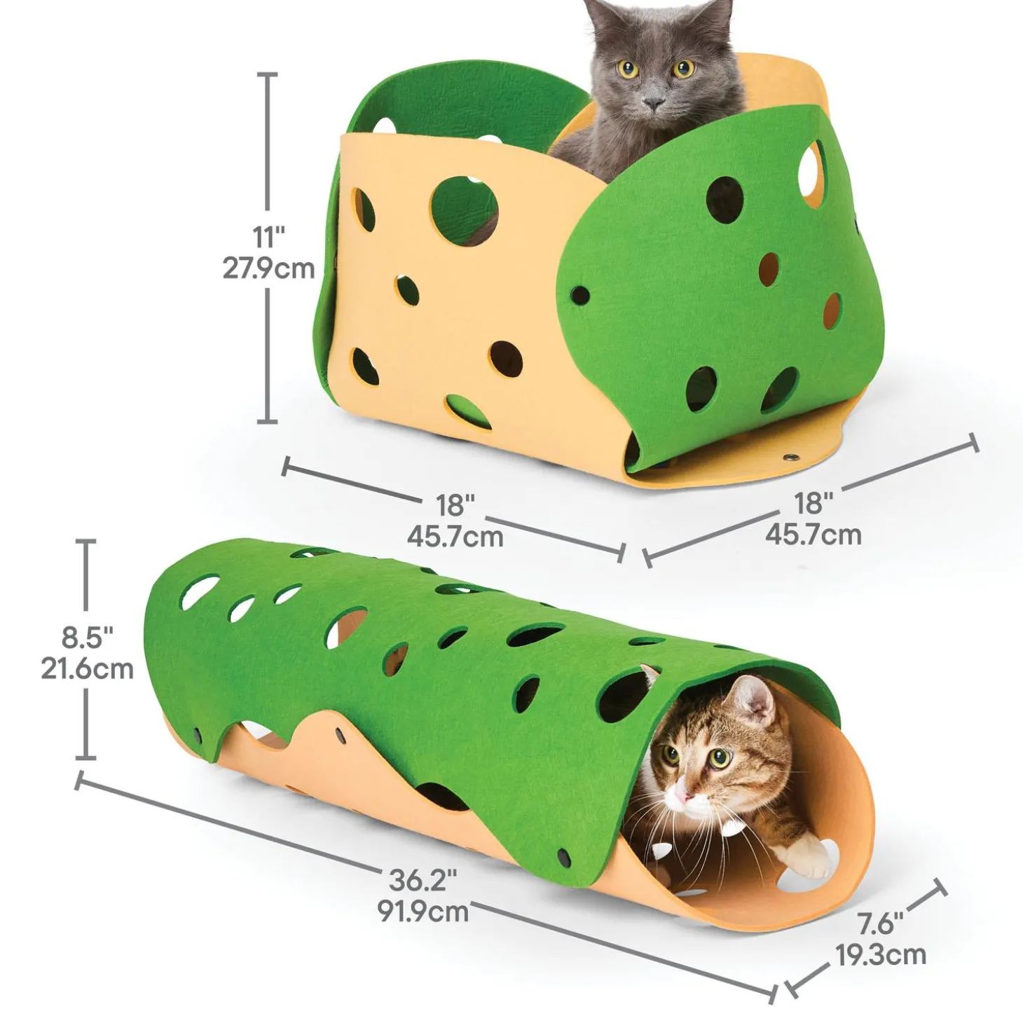 2-in-1 Felt Cat Tunnel & Basket