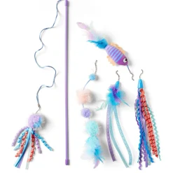 5-in-1 Fish Teaser Wand Set Cat Toy