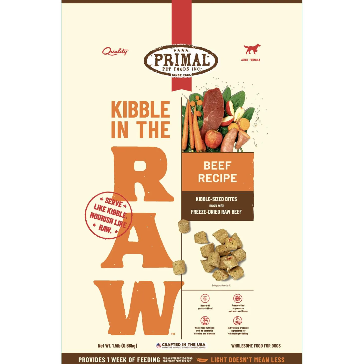 Kibble in the Raw Beef Recipe Adult Dog Food