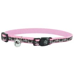 Lazer Brite Reflective Pink Hearts Adjustable Breakaway Cat Collar