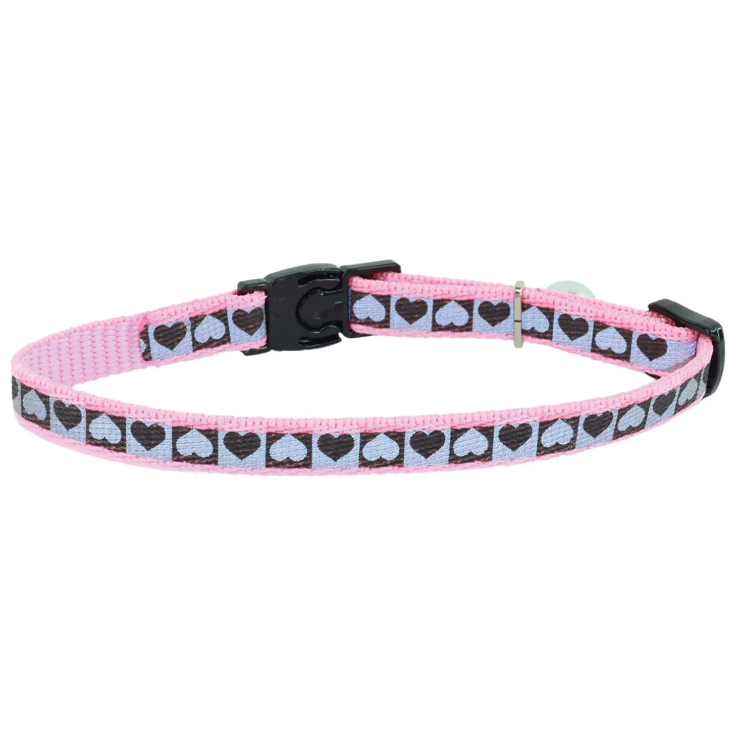 Lazer Brite Reflective Pink Hearts Adjustable Breakaway Cat Collar