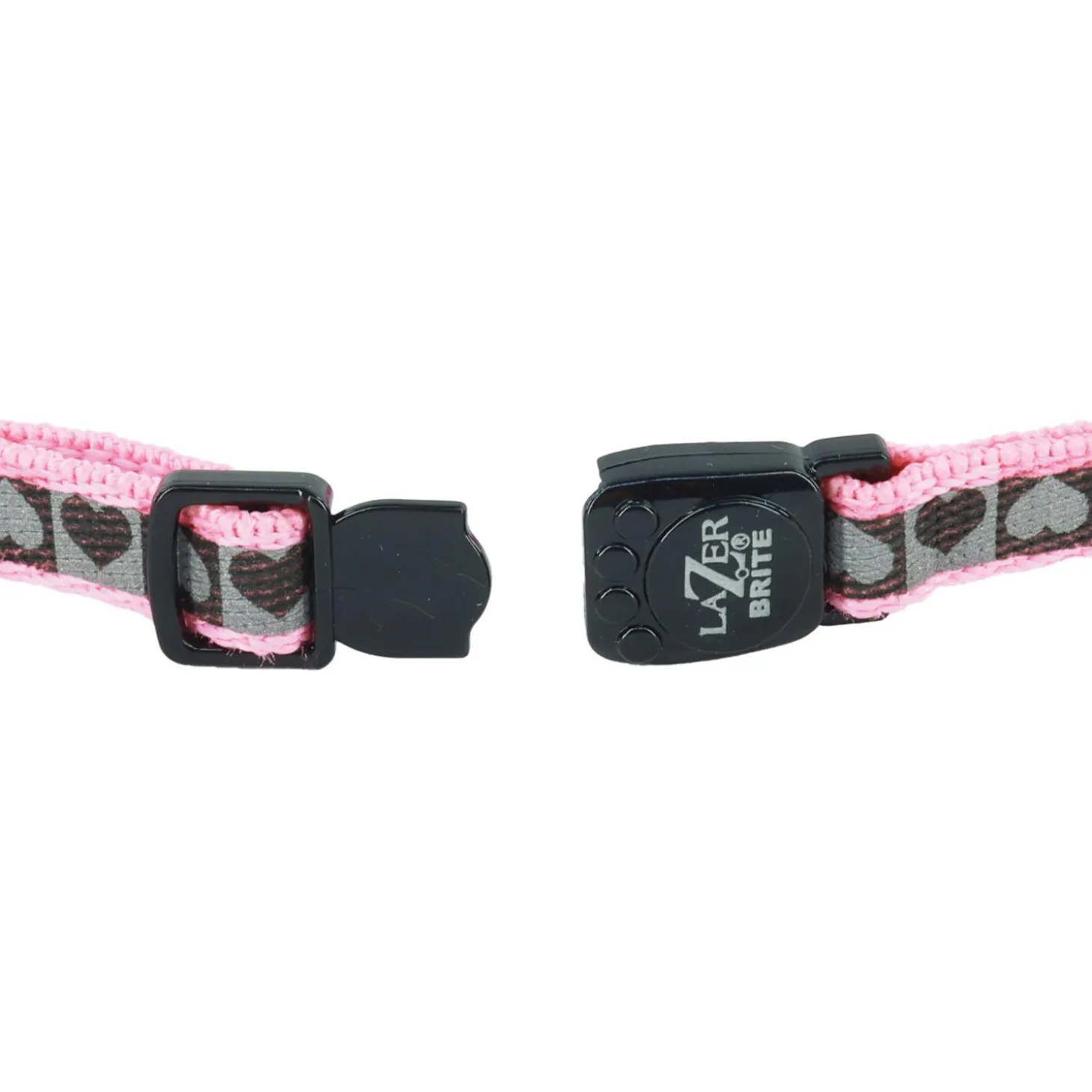 Lazer Brite Reflective Pink Hearts Adjustable Breakaway Cat Collar