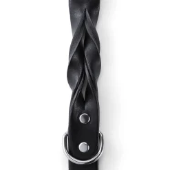 Leather 1in Black Dog Leash