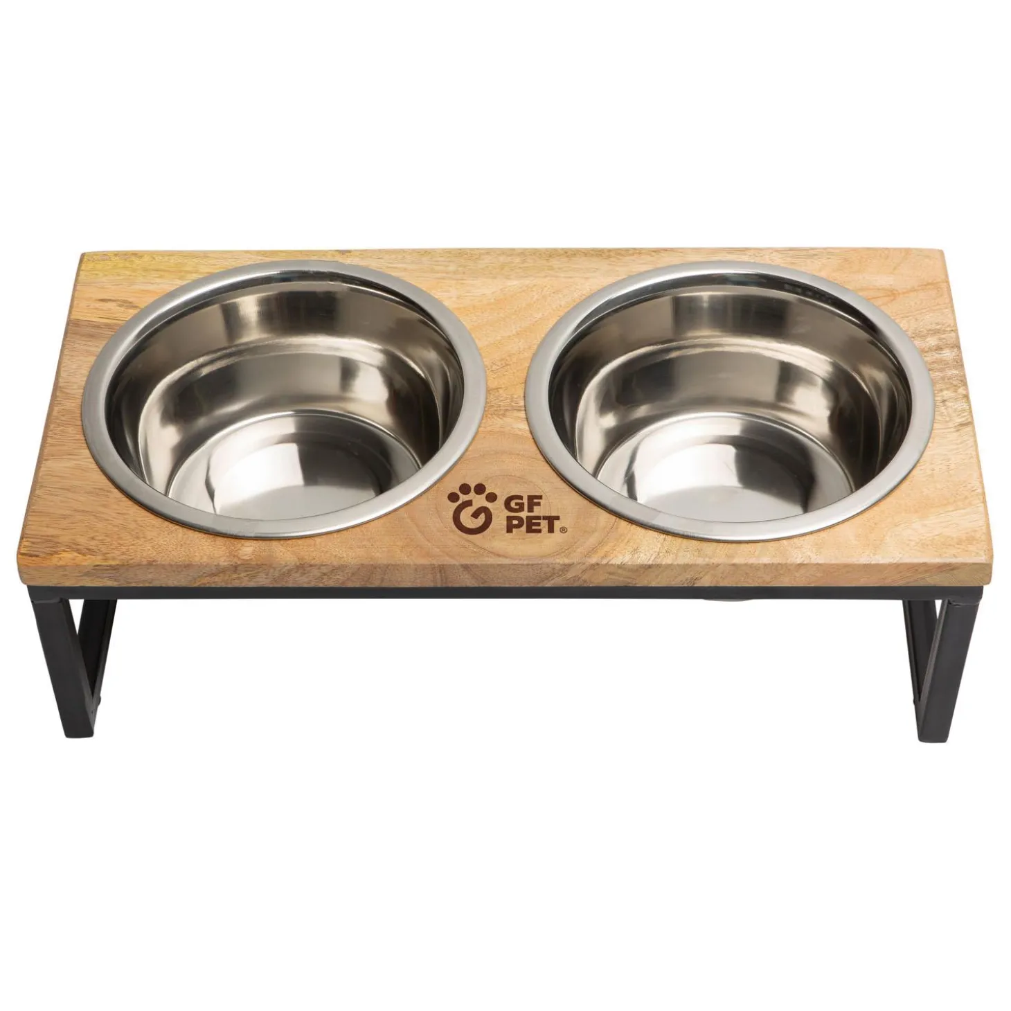 Mango Wood & Metal Dog Feeder