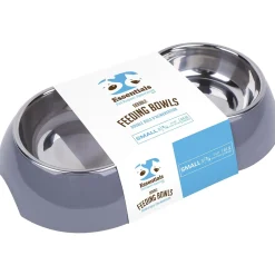 Melamine Grey Double Feeding Bowl