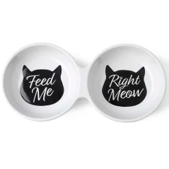 Meow Kitty Duo White Bowls