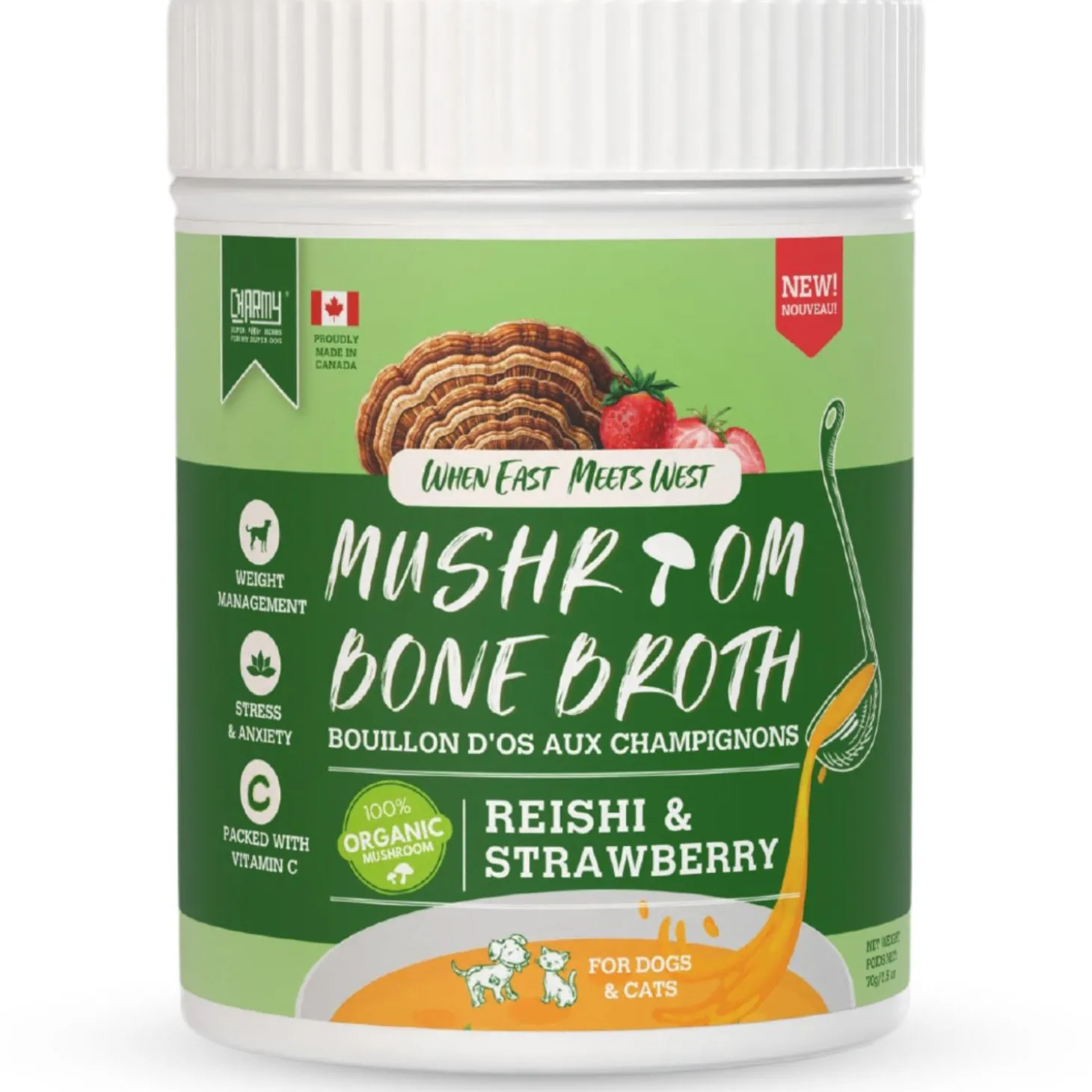 Mushroom Bone Broth Reishi & Strawberry Dog & Cat Meal Topper