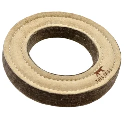 Natural Leather & Wool Ring Dog Toy