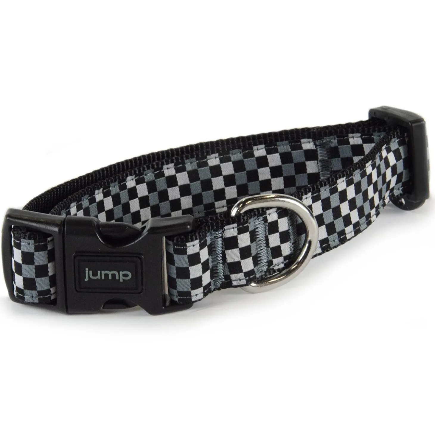 Nylon Adjustable Grey Gingham Dog Collar