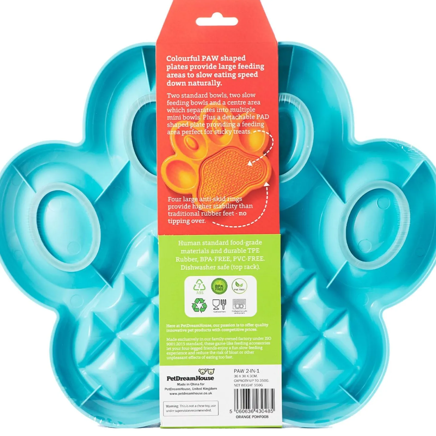 PAW 2-in-1 Slow Feeder & Lick Pad Blue