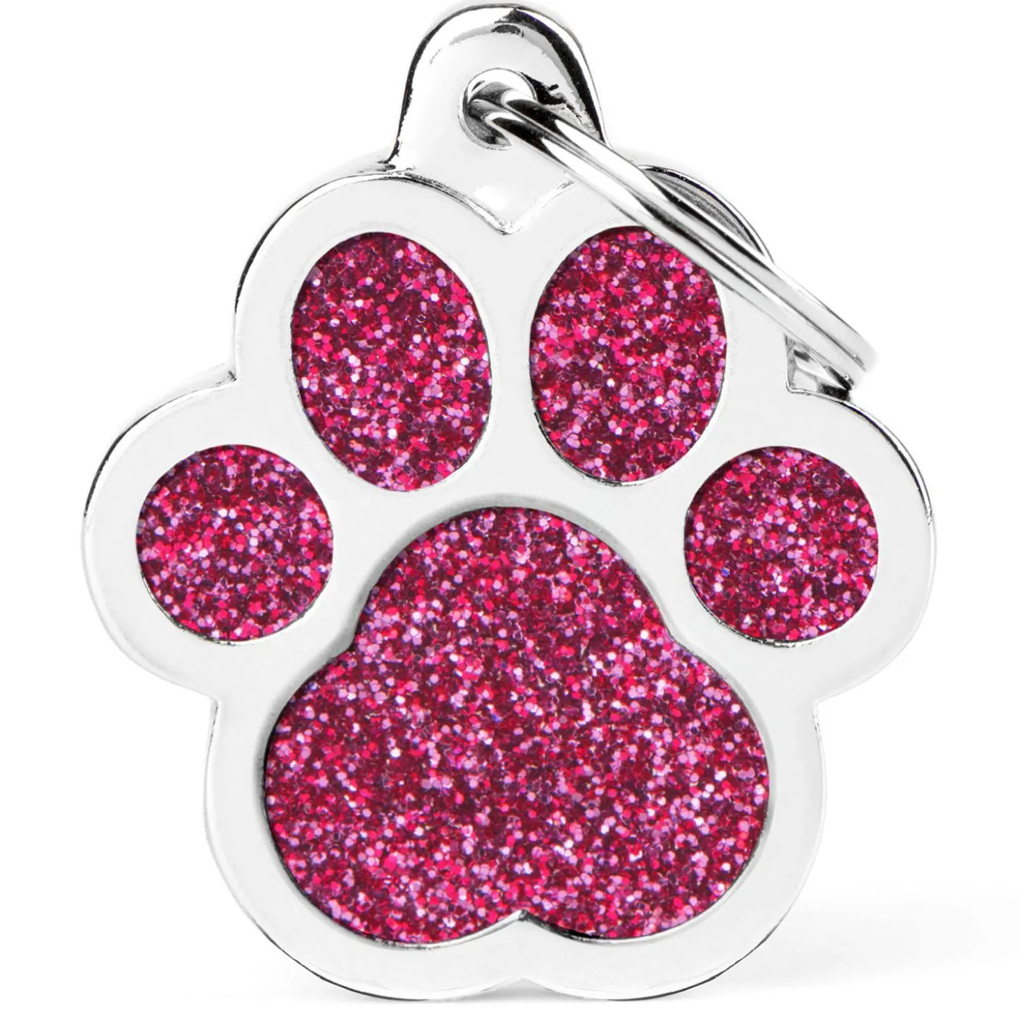 Pink Glitter Paw ID Tag