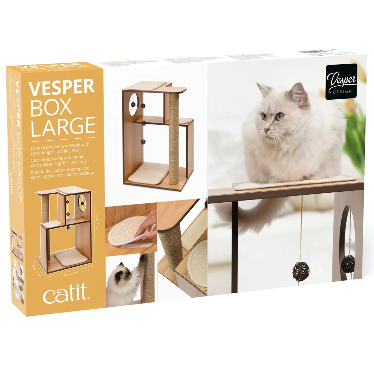 PIXI Large Vesper Box Walnut Cat Tree