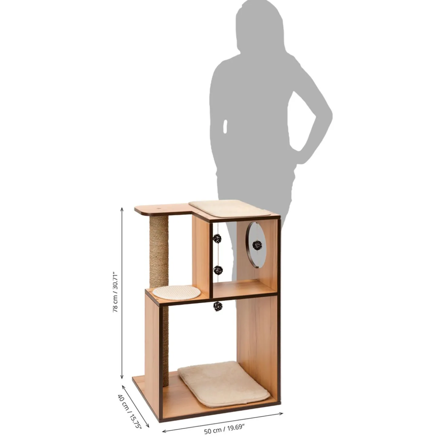 PIXI Large Vesper Box Walnut Cat Tree