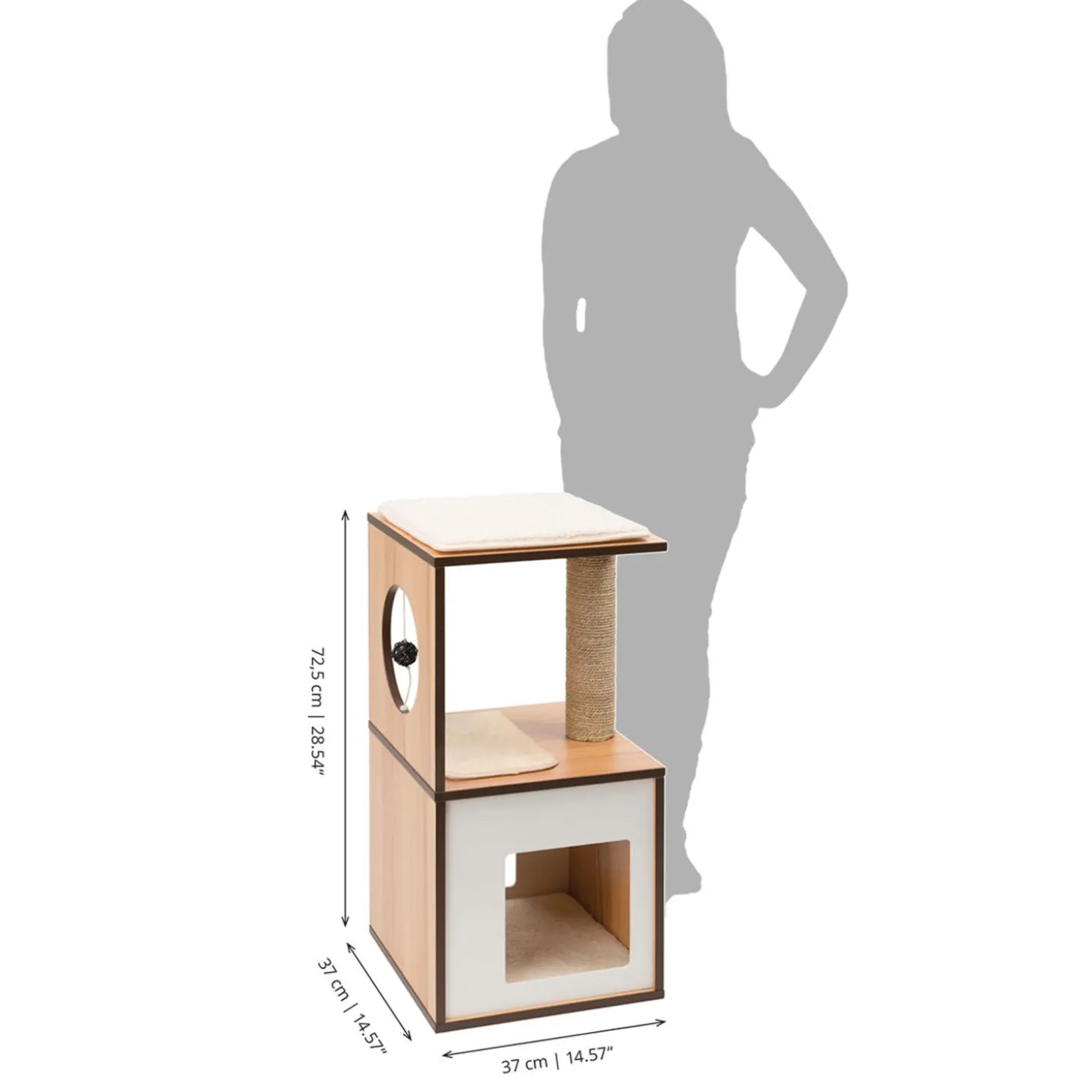 PIXI Small Vesper Box Walnut Cat Tree