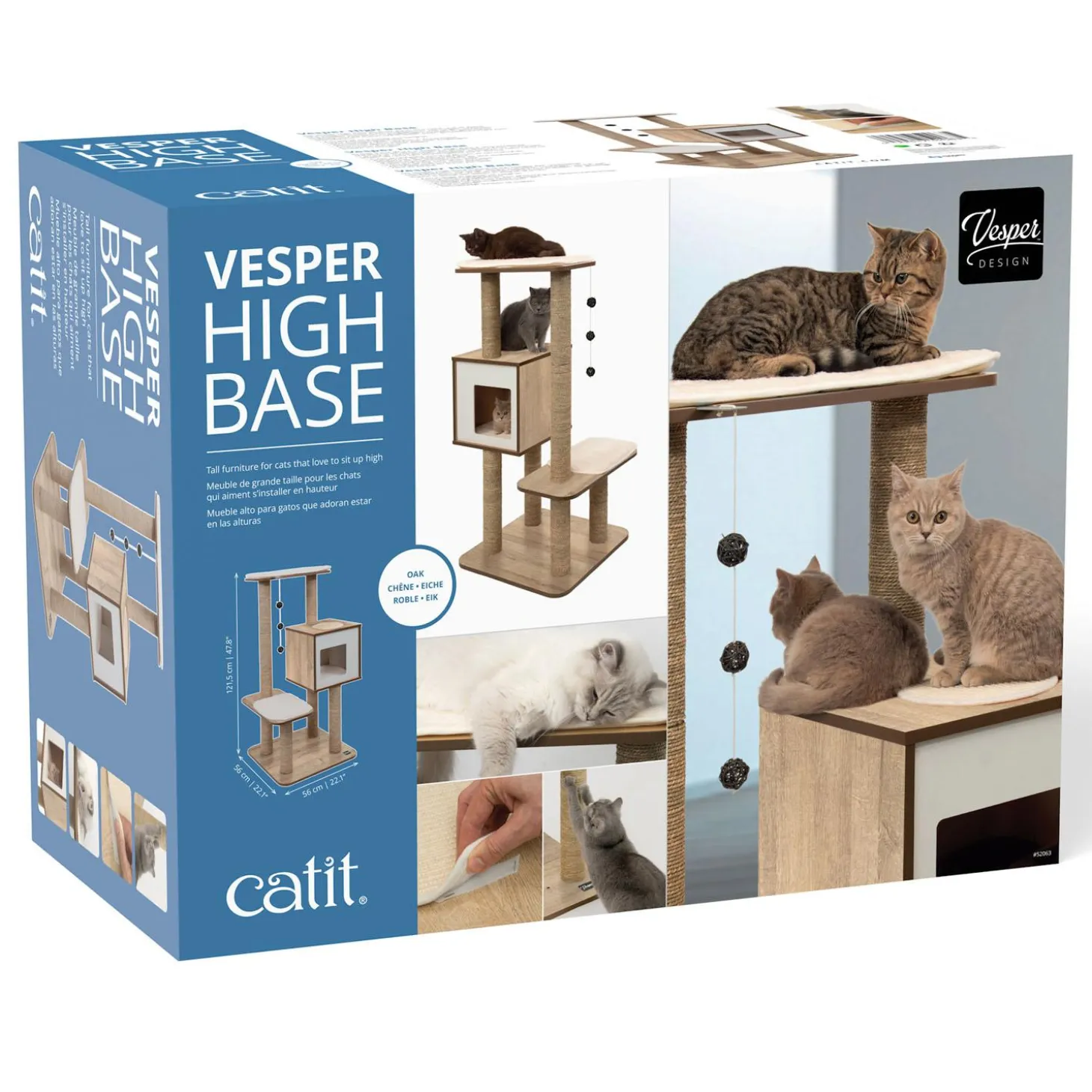 PIXI Vesper High Base Oak Cat Tree