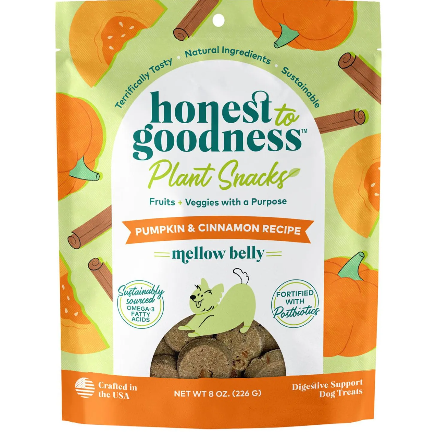 Plant Snacks Mellow Belly Pumpkin & Cinnamon Recipe Dog Treats