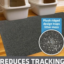 Plush Litter Trapping Grey Cat Litter Mat