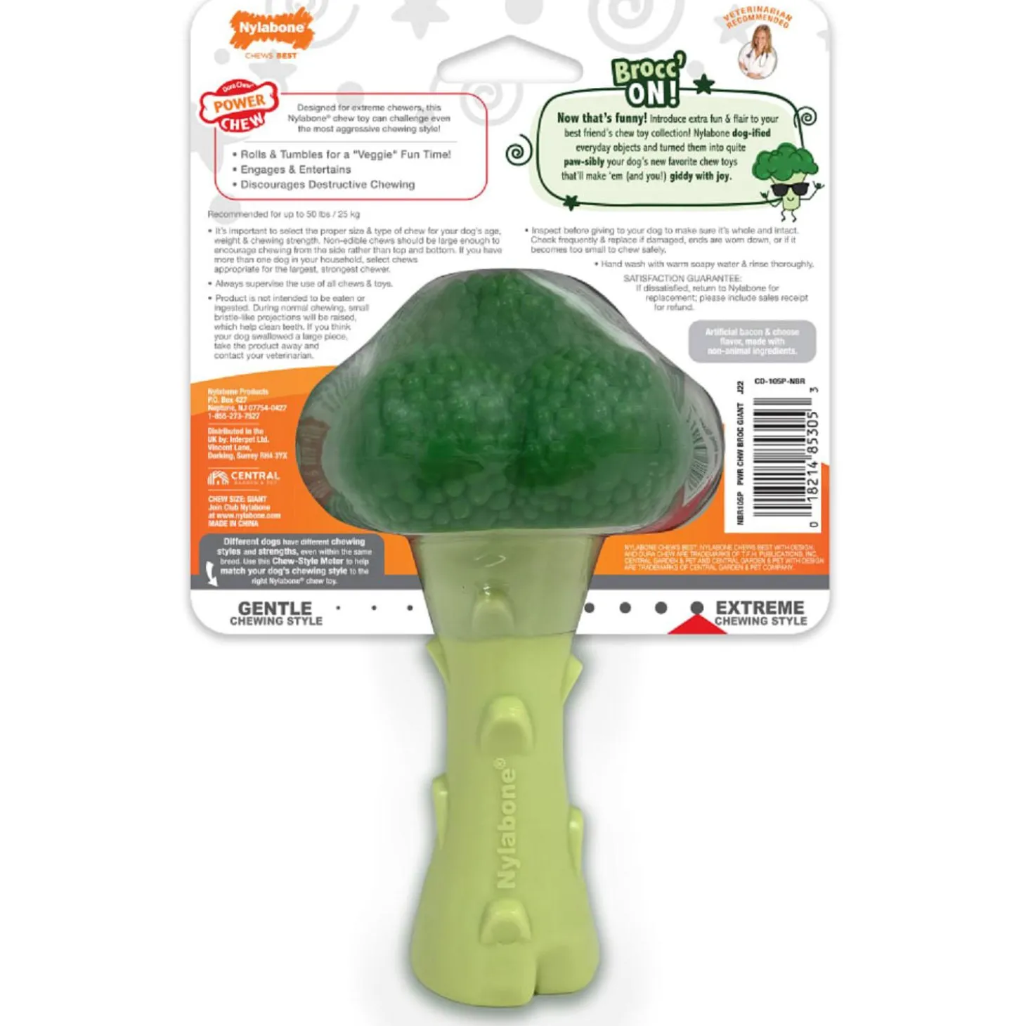 Power Chew Bacon & Cheese Flavour Broccoli Dog Toy