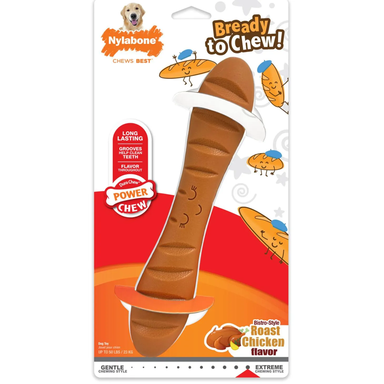 Power Chew Chicken Flavour Baguette Dog Toy