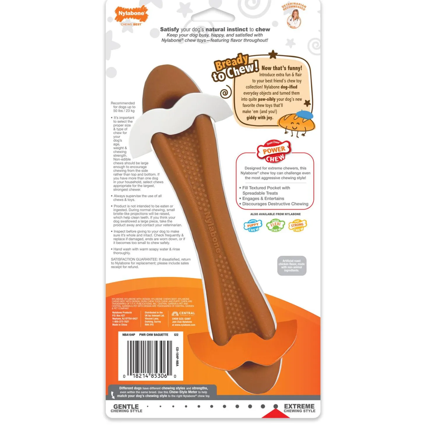 Power Chew Chicken Flavour Baguette Dog Toy