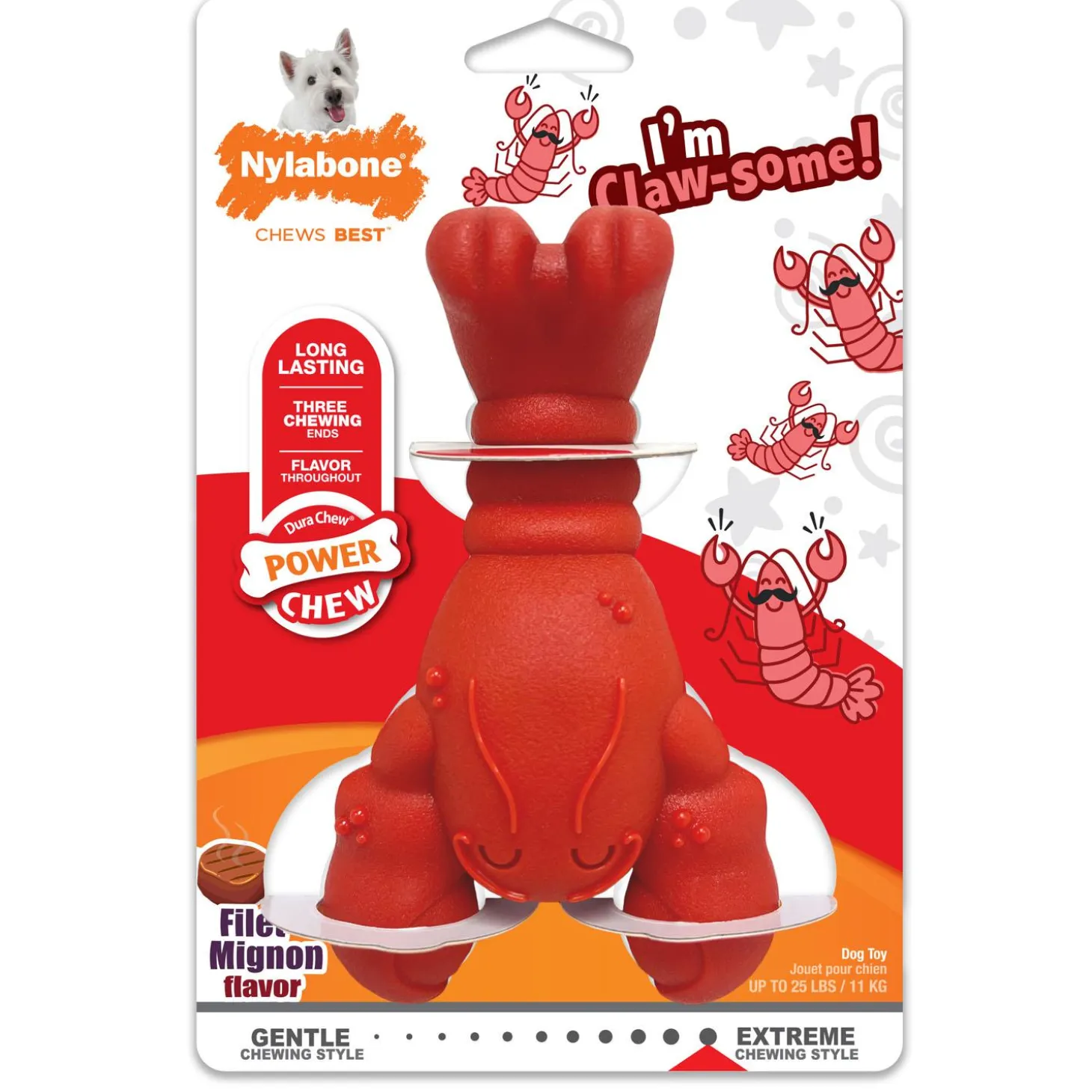 Power Chew Filet Mignon Flavour Lobster Dog Toy