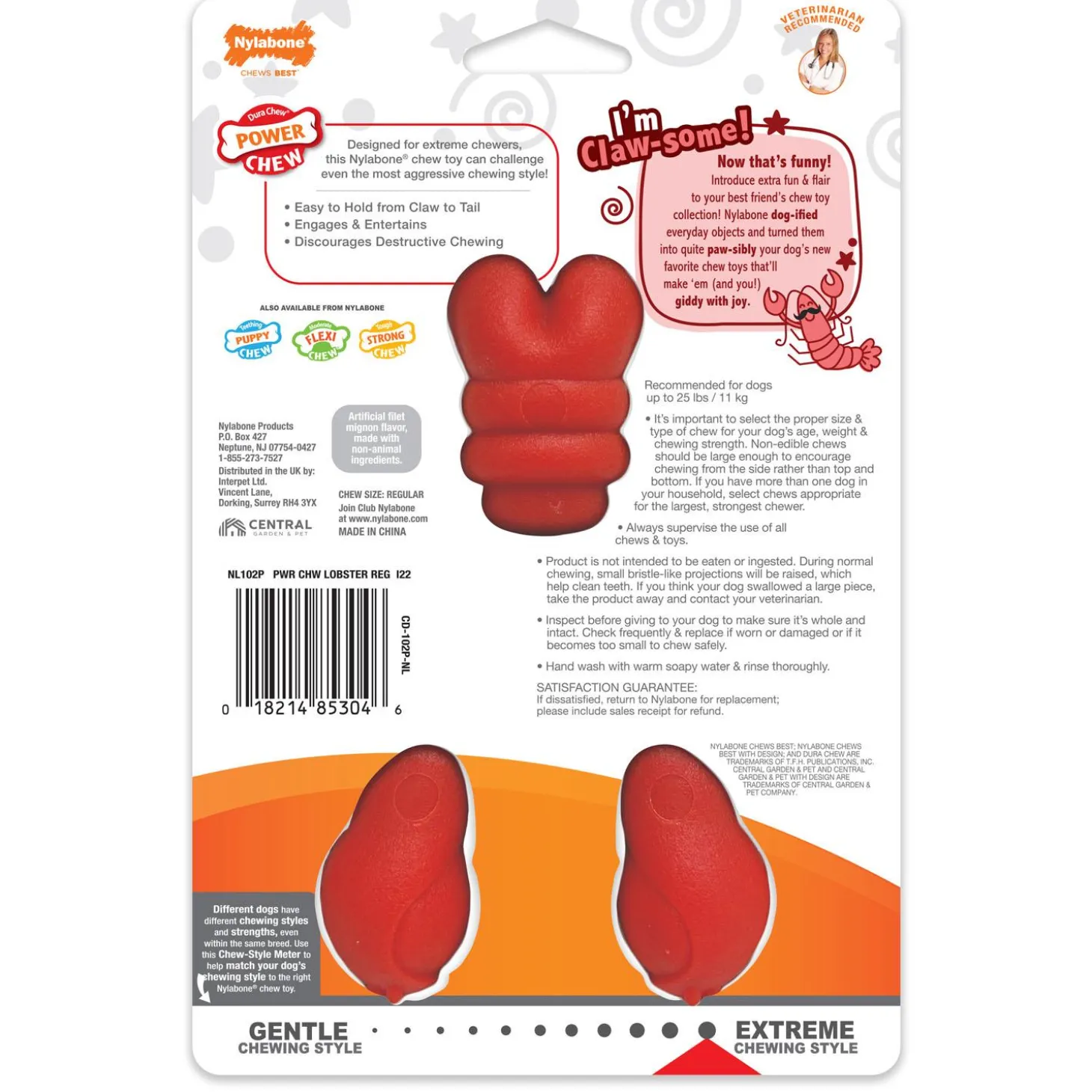 Power Chew Filet Mignon Flavour Lobster Dog Toy