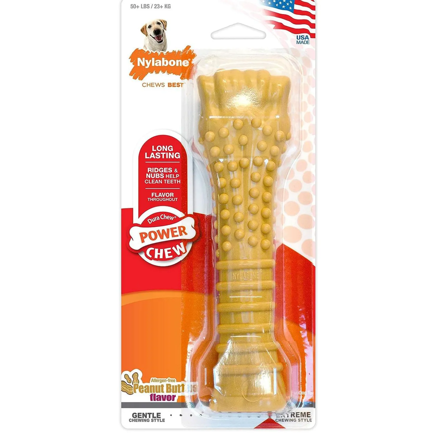 Power Chew Peanut Butter Flavour Bone Dog Toy