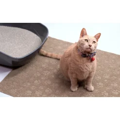 Premium Debossed Paw Litter Trapping Mat - Taupe