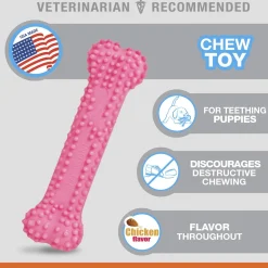 Puppy Chew Chicken Flavour Bone Pink Dog Toy