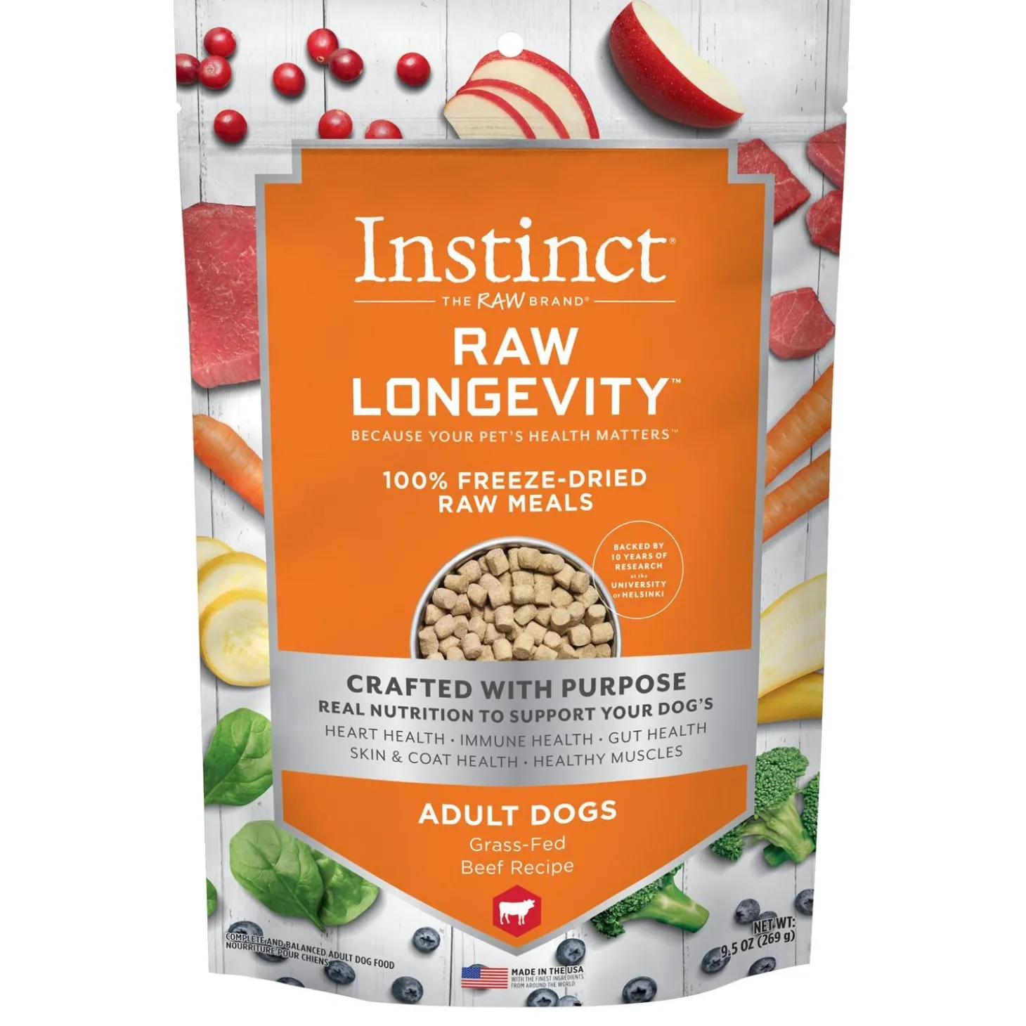 Raw Longevity Freeze-Dried Grass-Fed Beef Recipe Adult Dog Food