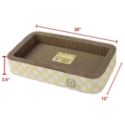 Rectangular Corrugated Yellow Dots Cat Scratcher