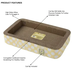 Rectangular Corrugated Yellow Dots Cat Scratcher