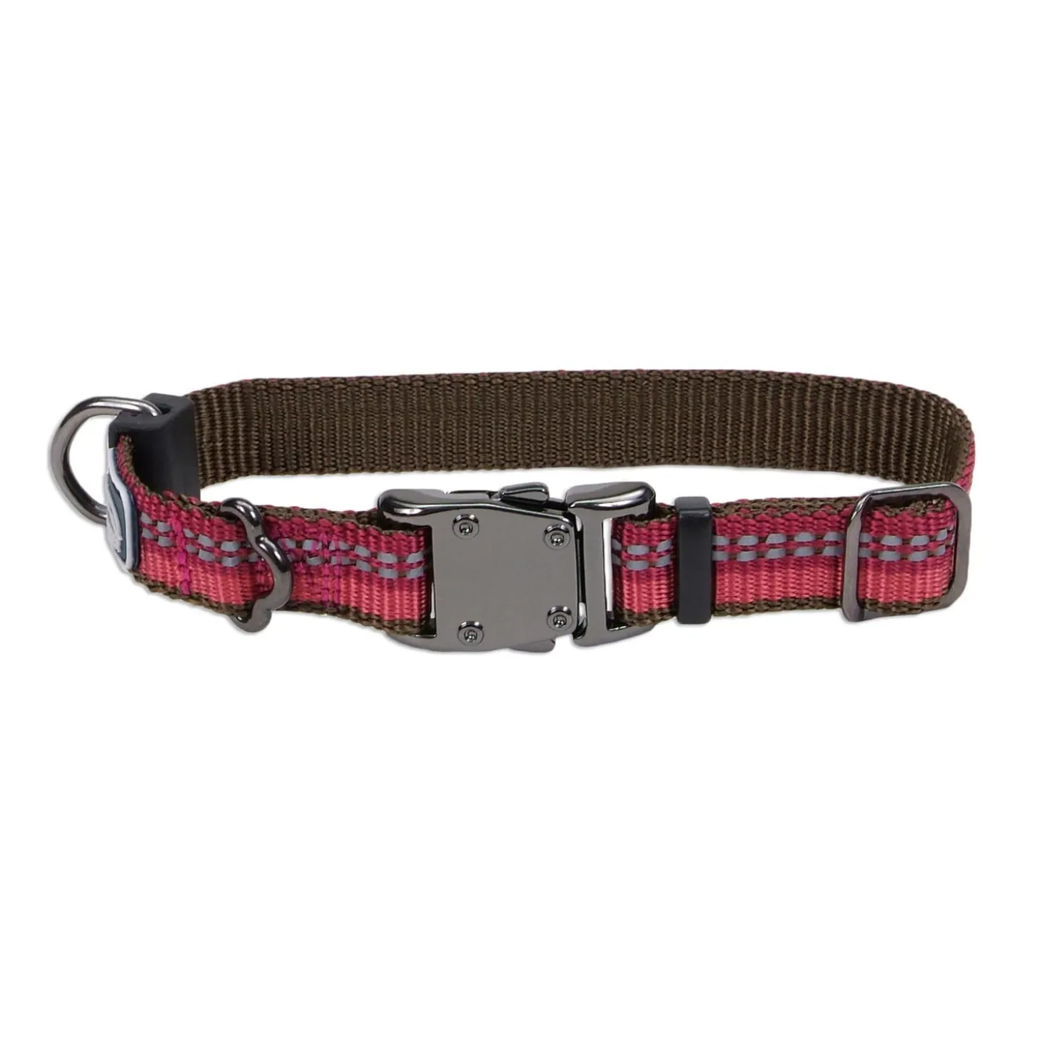 Relfective Nylon Adjustable Dog Collar - Berry