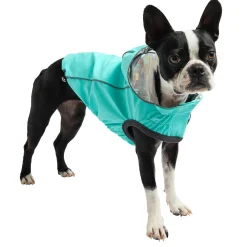 Reversible Raincoat - Neon Aqua and Iridescent