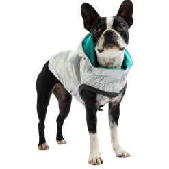 Reversible Raincoat - Neon Aqua and Iridescent