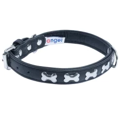 Rotterdam Bones Leather Collar - Black