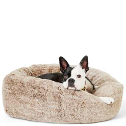 Round Fur Cuddler Brown Bed