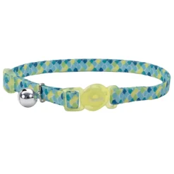 Safe Cat Fashion Adjustable Breakaway Lime Teal Scales Cat Collar
