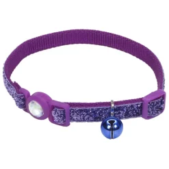 Safe Cat Purple Glitter Adjustable Breakaway Cat Collar