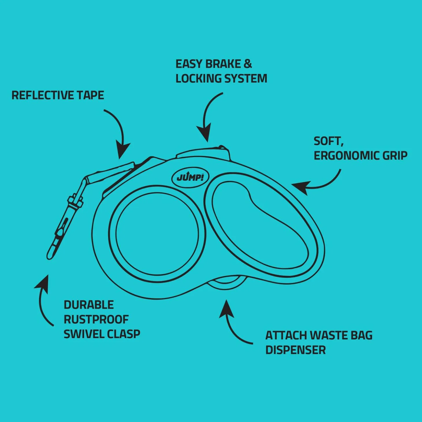 Soft Grip Ribbon Tape 16ft Retractable Red Dog Leash