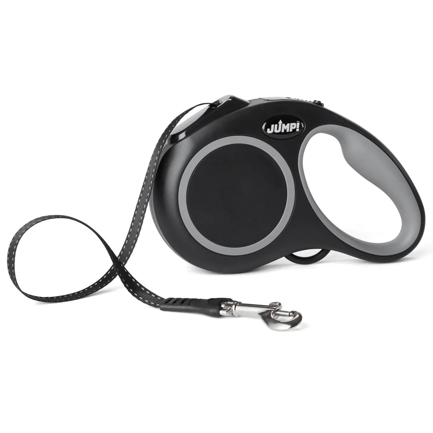 Soft Grip Ribbon Tape 16ft Retractable Black Dog Leash