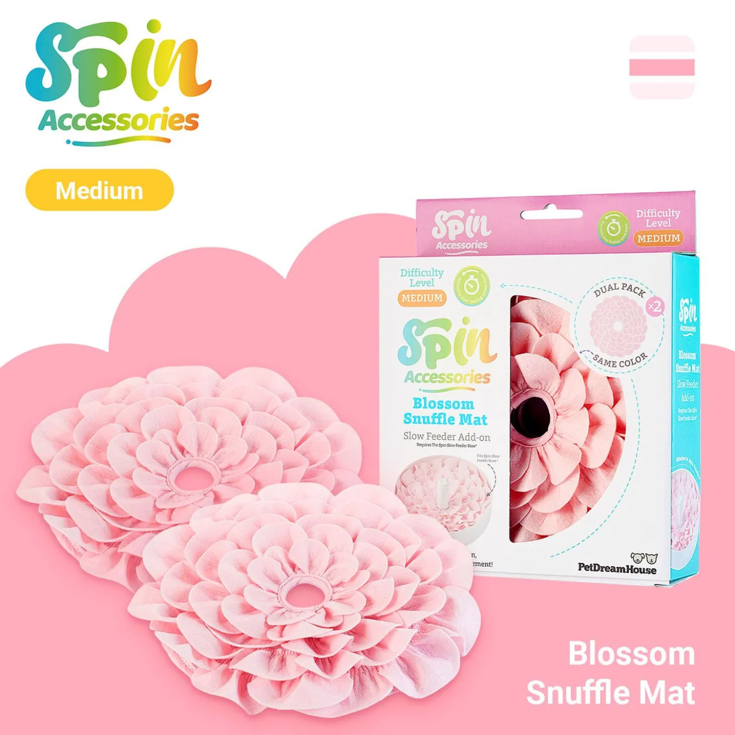 Spin Accessories Medium Level Pink Blossom Snuffle Mat
