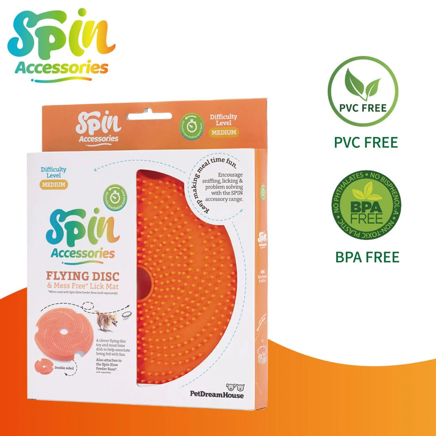 Spin Accessories Medium Level Orange Flying Disc Lick Mat