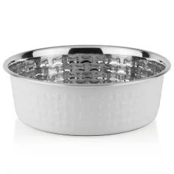 Stainless Steel White Dog Bowl