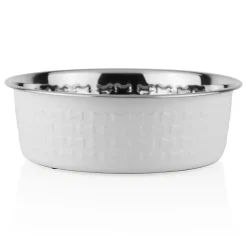 Stainless Steel White Dog Bowl
