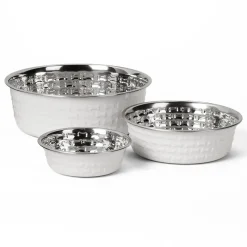 Stainless Steel White Dog Bowl