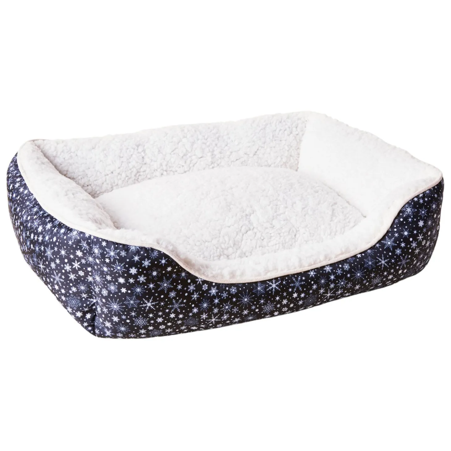Step-in Rectangular Bed Black with Snowflake Print