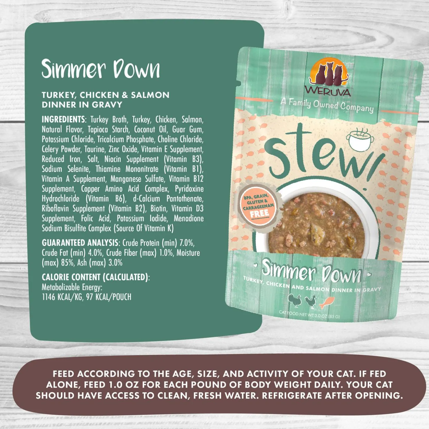 Stew! Simmer Down Turkey, Chicken & Salmon Dinner Cat Food