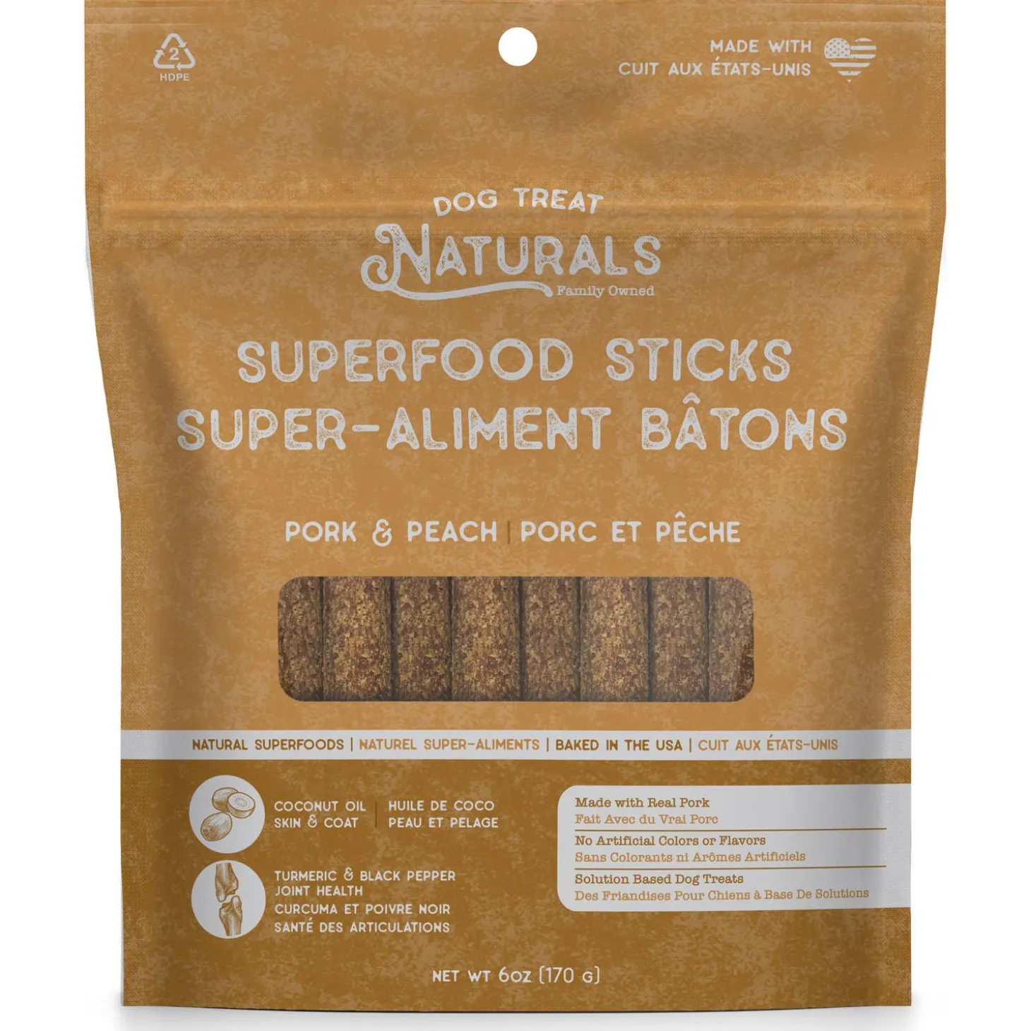 Superfood Sticks Pork & Peach Dog Treats